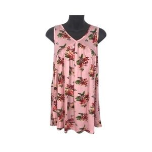 Reb & J Boutique Pink Floral Sleeveless Dress Casual Summer Sun Dress‎ Size S